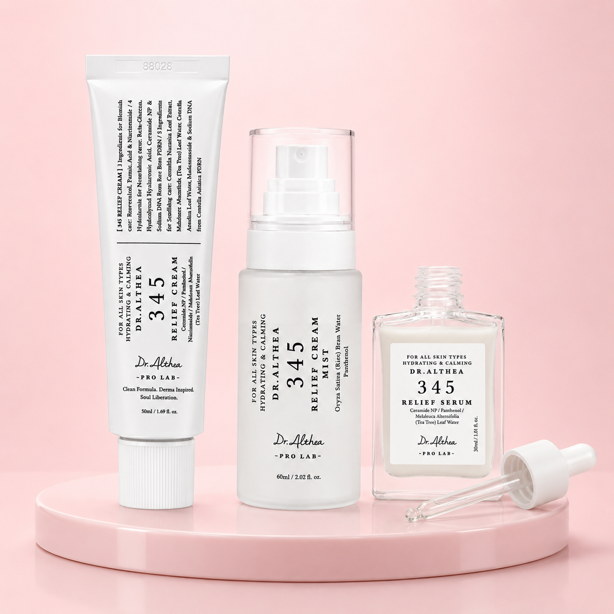 Set Skincare 345 Relief Sérum Crema y Mist Hidratantes Piel Sensible Dr. Althea