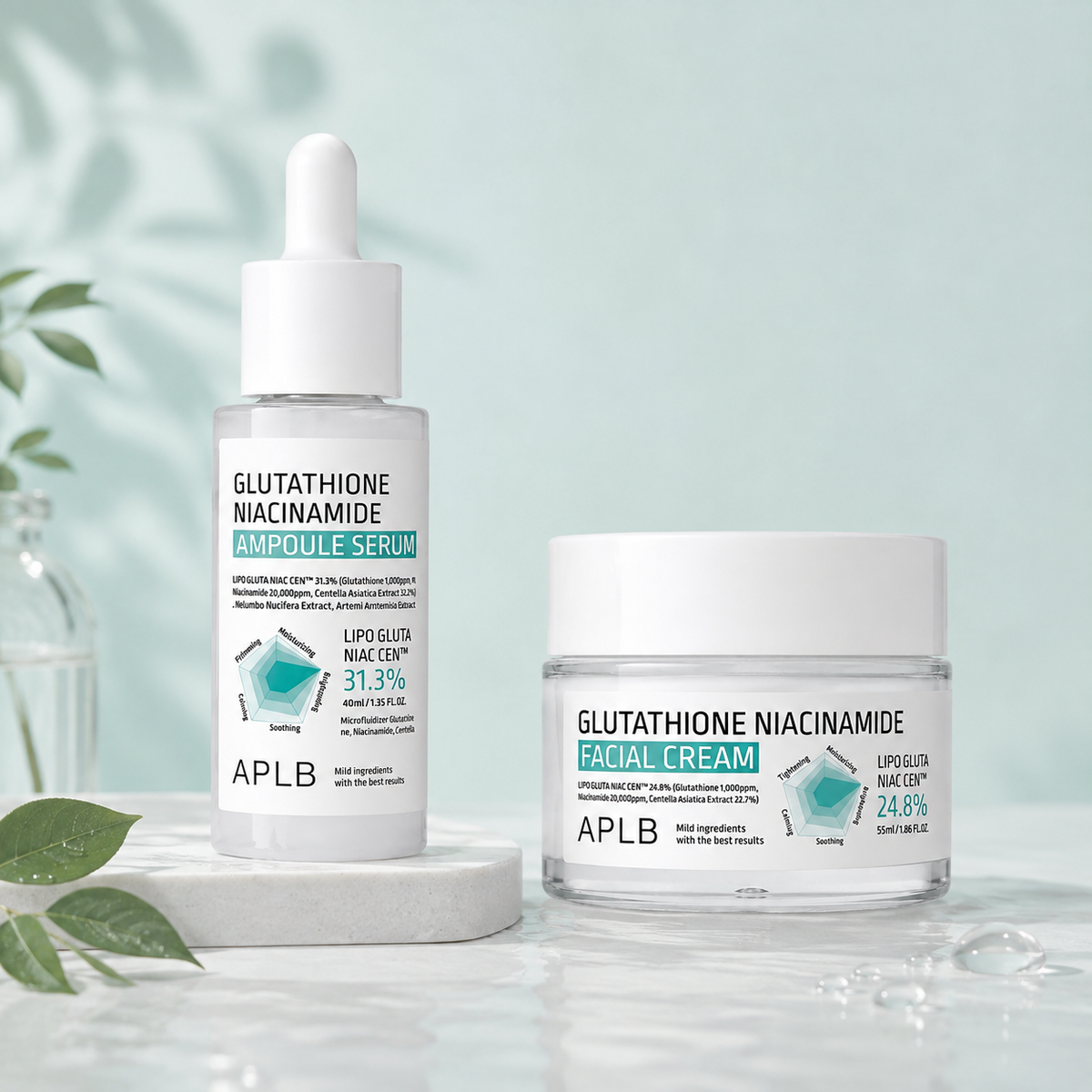 Duo Serum y Crema Aclaradora Glutation y Niacinamida APLB