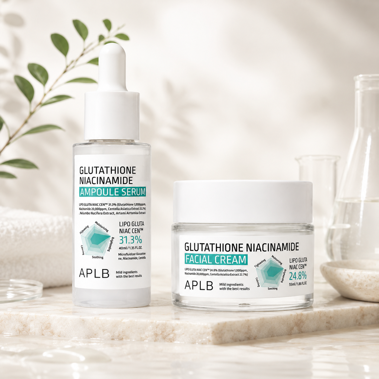Duo Serum y Crema Aclaradora Glutation y Niacinamida APLB