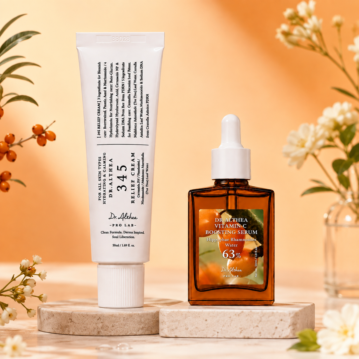 Duo Crema Calmante 345 Relief y Serum Vitamina C 63% - Dr. Althea