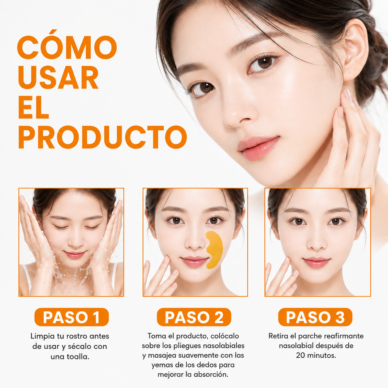 Parches Nasolabiales de Hidrogel con Colageno