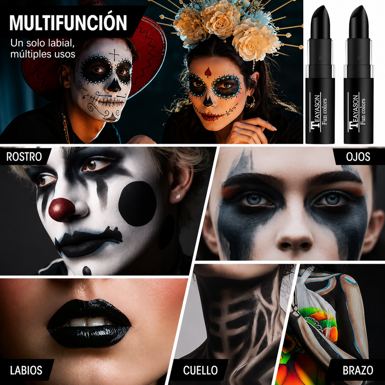 Labial Negro Intenso Fun Colors TEAYASON