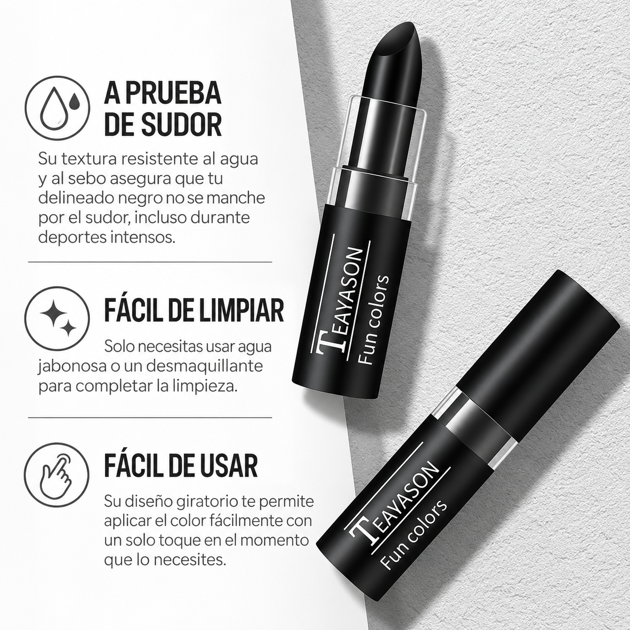 Labial Negro Intenso Fun Colors TEAYASON