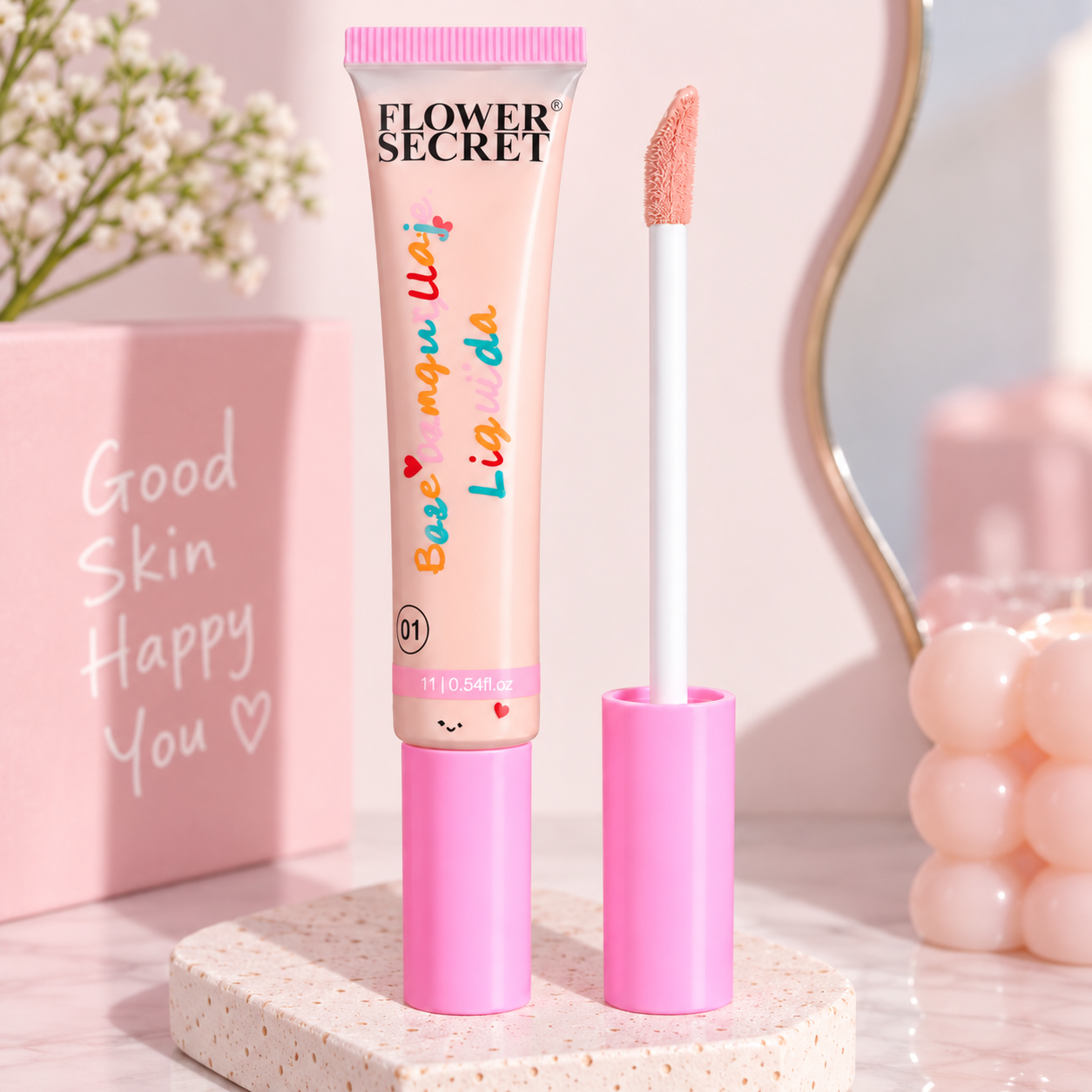 Base Liquida Natural y Luminosa Momo Blush Flower Secret
