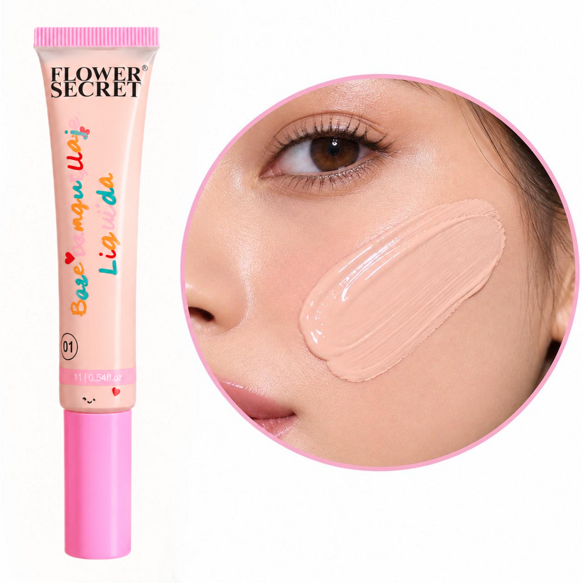 Base Liquida Natural y Luminosa Momo Blush Flower Secret