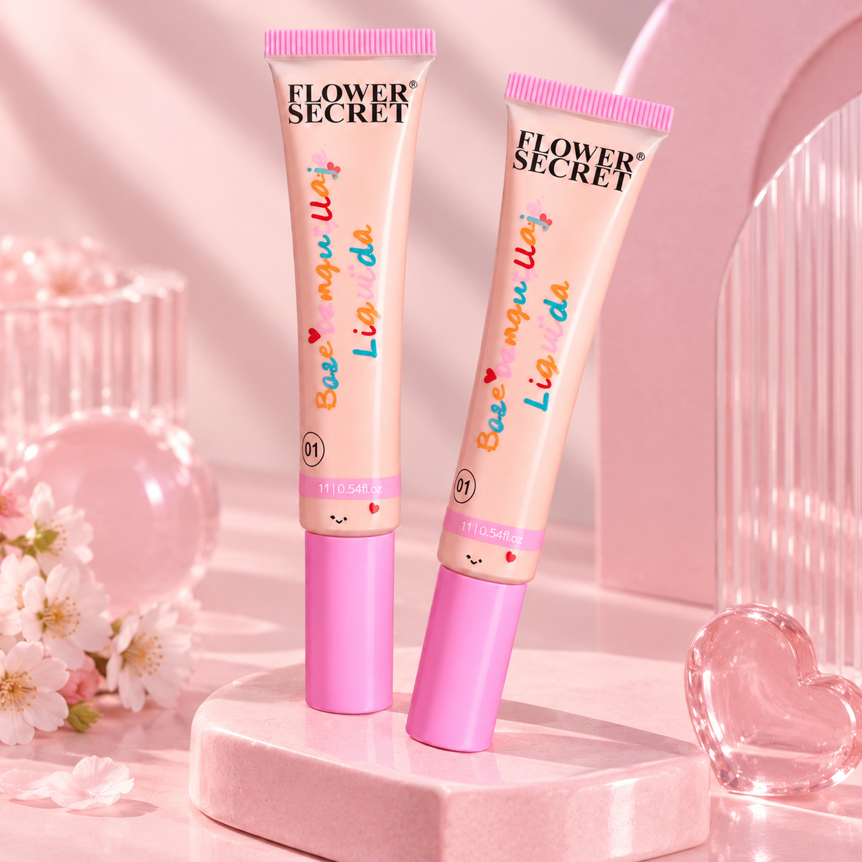 Base Liquida Natural y Luminosa Momo Blush Flower Secret