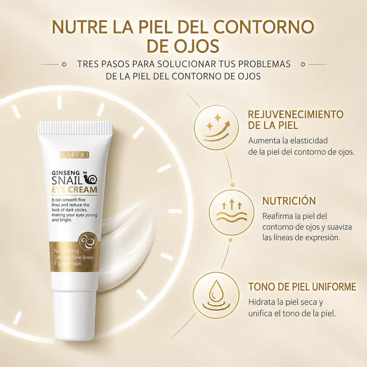Crema Contorno de Ojos Ginseng y Baba de Caracol Hidratante - LAIKOU