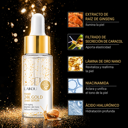 Serum Facial Antiedad Oro 24K y Baba de Caracol LAIKOU