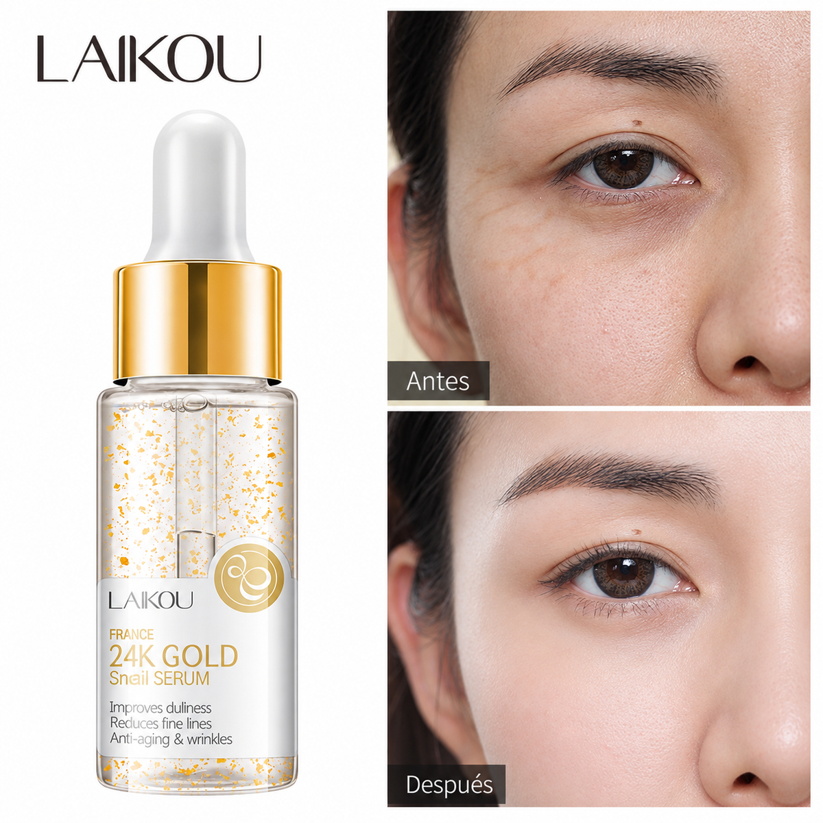 Serum Facial Antiedad Oro 24K y Baba de Caracol LAIKOU