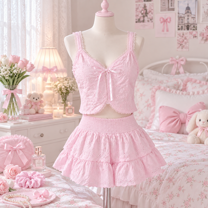 Set Coquette Coreano Top y Falda Yuna