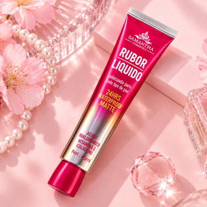 Rubor Líquido Adaptable al pH Mate Waterproof 24H con Ácido Hialurónico, Vitamina E y Colágeno 45ml Samantha Cosmetics