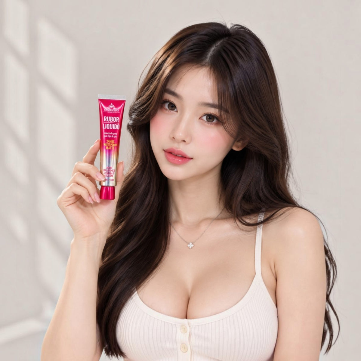 Rubor Líquido Adaptable al pH Mate Waterproof 24H con Ácido Hialurónico, Vitamina E y Colágeno 45ml Samantha Cosmetics