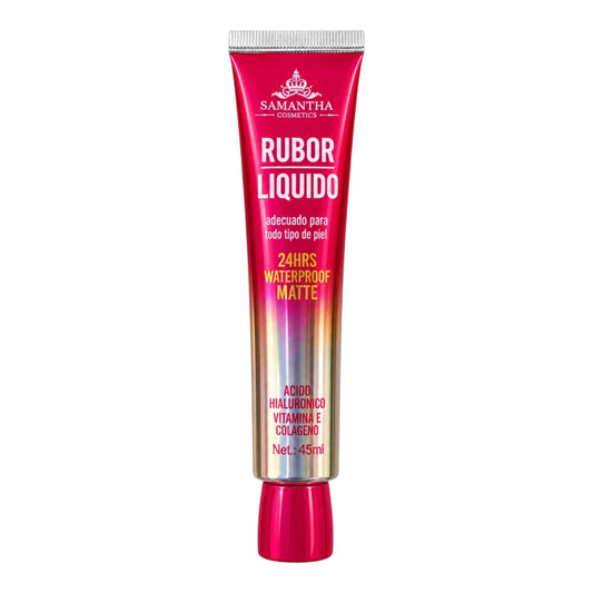 Rubor Líquido Adaptable al pH Mate Waterproof 24H con Ácido Hialurónico, Vitamina E y Colágeno 45ml Samantha Cosmetics