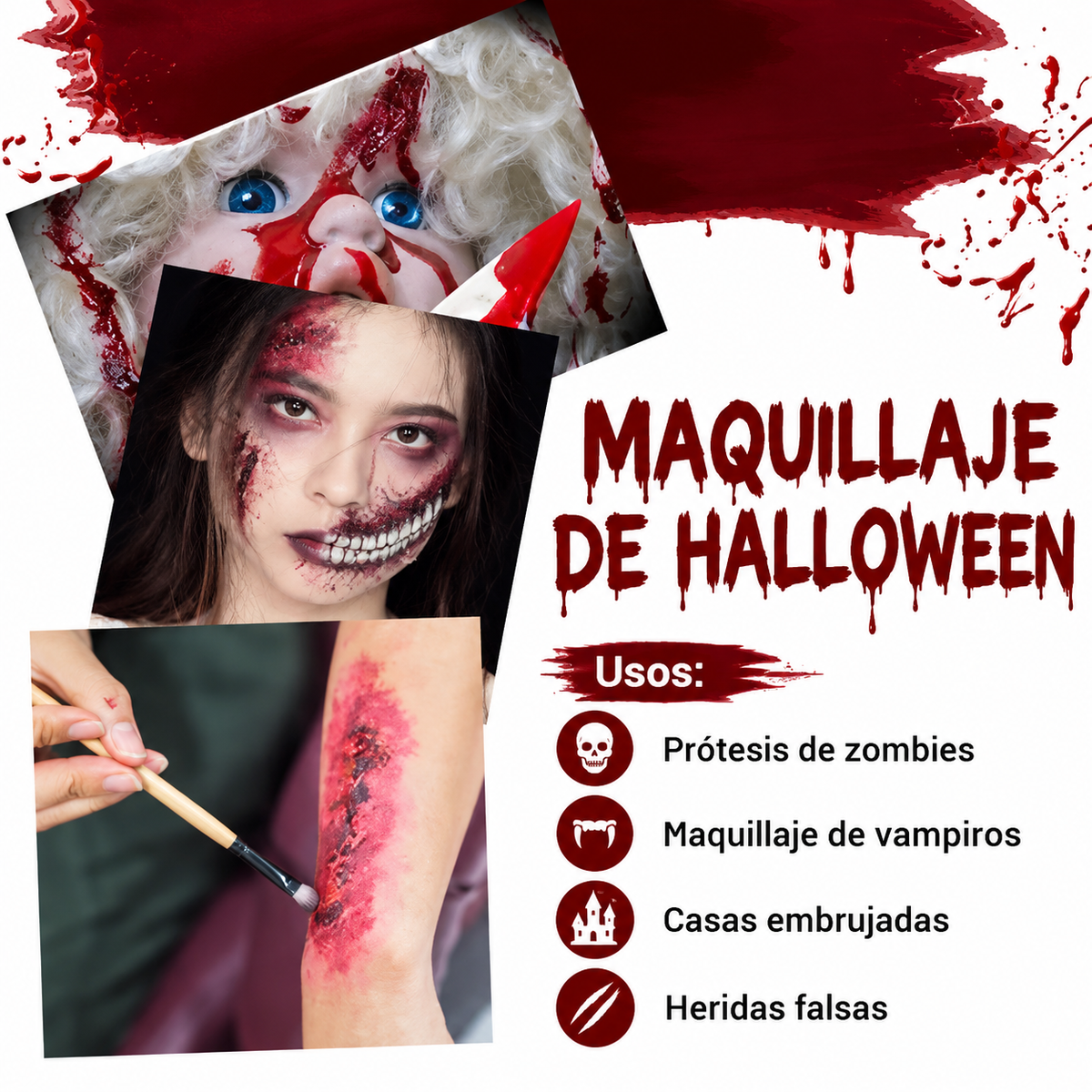 Sangre Falsa en Gel Rojo Oscuro para Halloween, Cosplay y Caracterización Fake Blood Dark