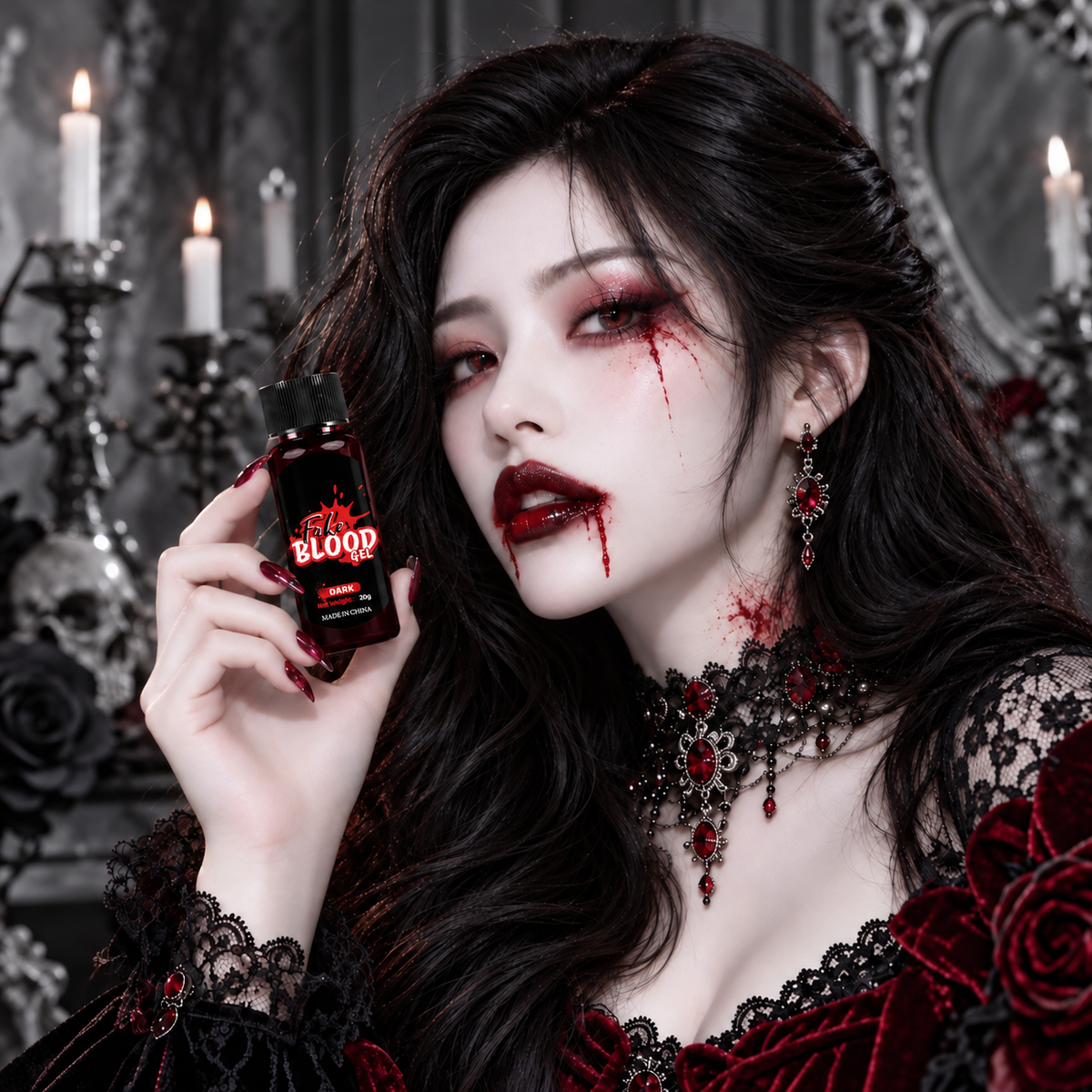 Sangre Falsa en Gel Rojo Oscuro para Halloween, Cosplay y Caracterización Fake Blood Dark