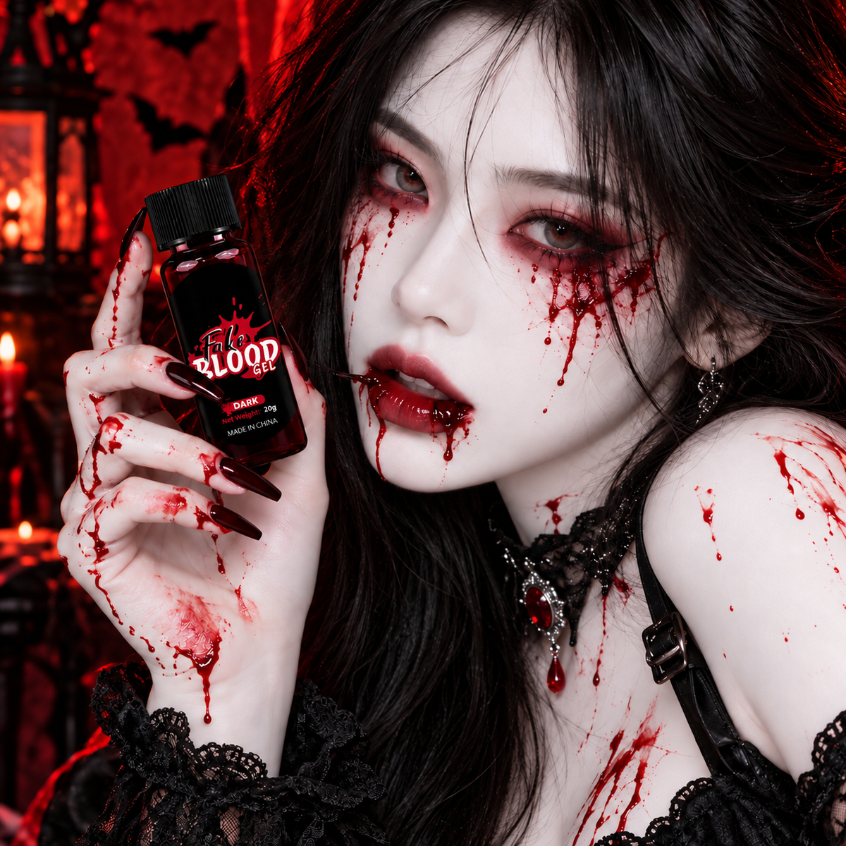 Sangre Falsa en Gel Rojo Oscuro para Halloween, Cosplay y Caracterización Fake Blood Dark