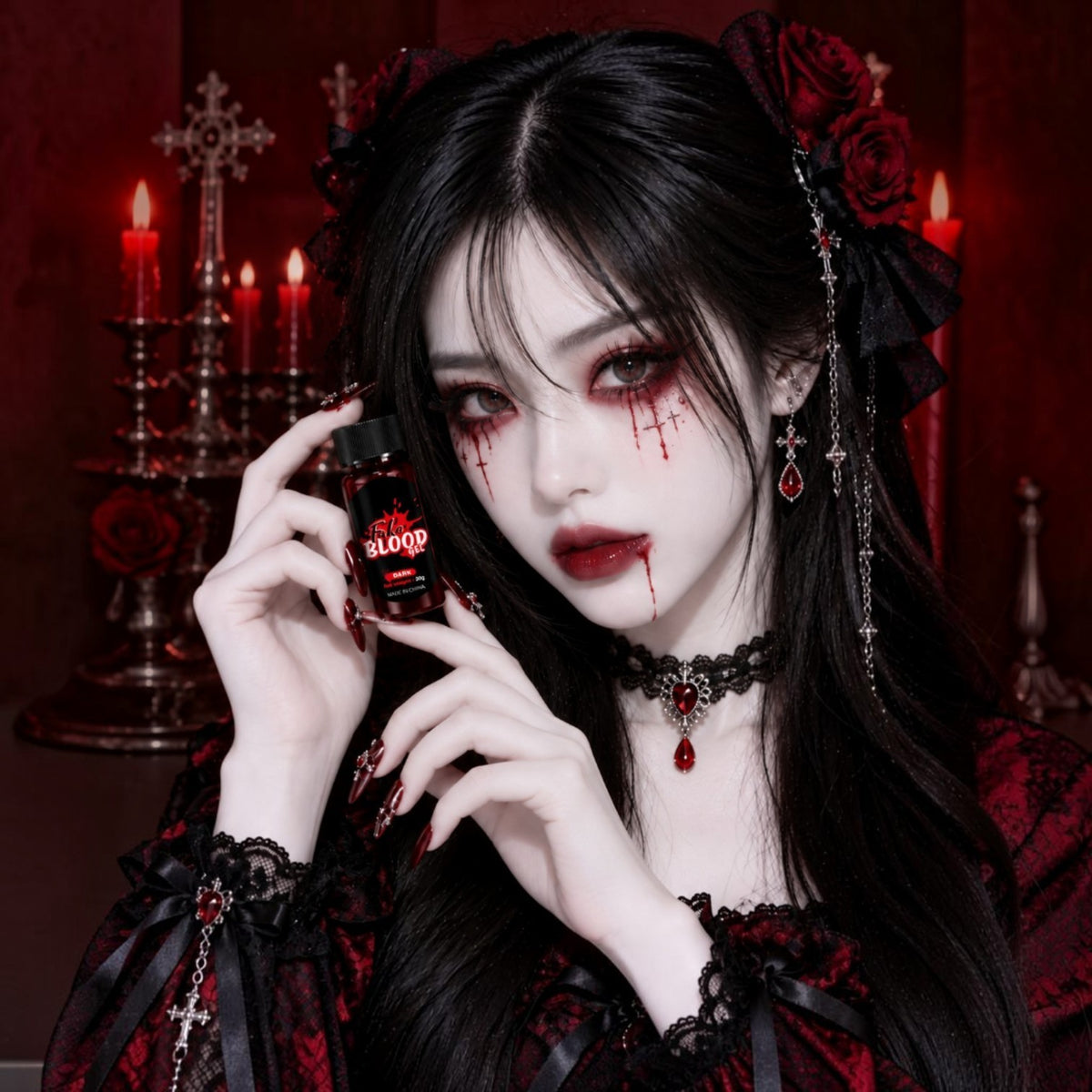 Sangre Falsa en Gel Rojo Oscuro para Halloween, Cosplay y Caracterización Fake Blood Dark