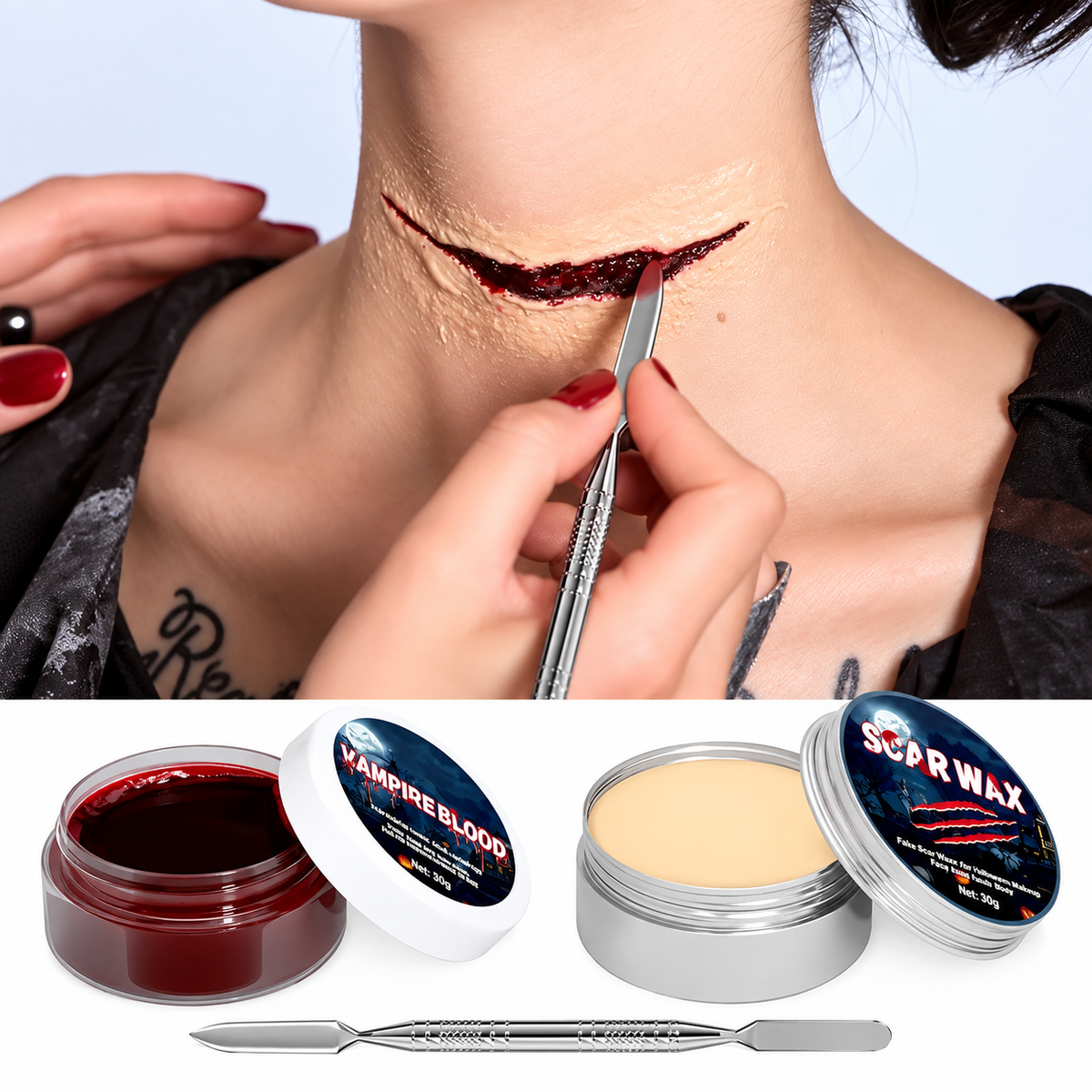 Kit de Maquillaje para Heridas Falsas con Cera y Sangre Falsa SFX EELHOE