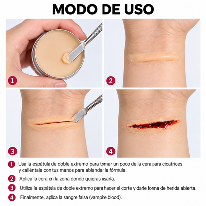 Kit de Maquillaje para Heridas Falsas con Cera y Sangre Falsa SFX EELHOE