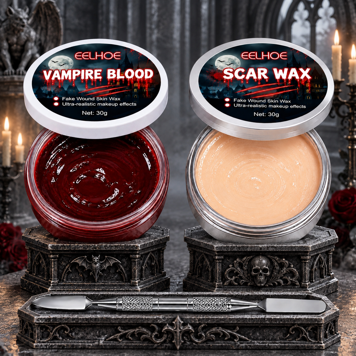 Kit de Maquillaje para Heridas Falsas con Cera y Sangre Falsa SFX EELHOE