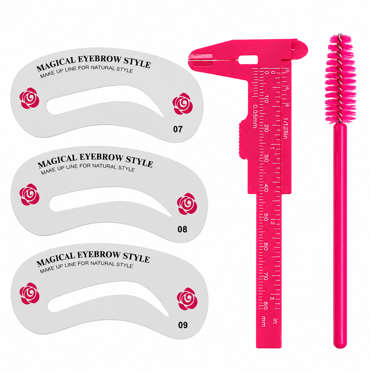Kit de Diseño de Cejas con Regla, Plantilla y Cepillo Miss Mystery 80