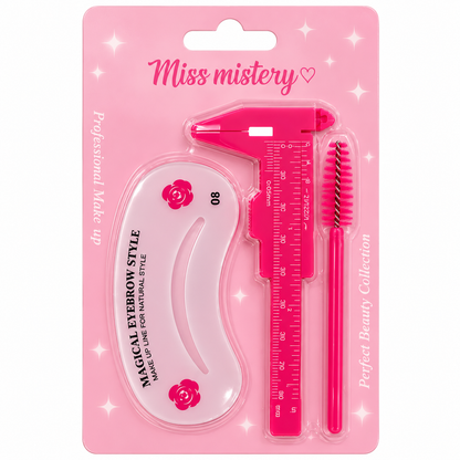 Kit de Diseño de Cejas con Regla, Plantilla y Cepillo Miss Mystery 80