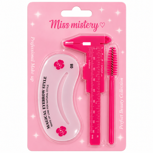 Kit de Diseño de Cejas con Regla, Plantilla y Cepillo Miss Mystery 80
