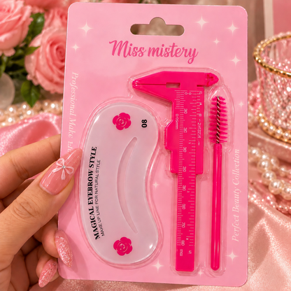 Kit de Diseño de Cejas con Regla, Plantilla y Cepillo Miss Mystery 80