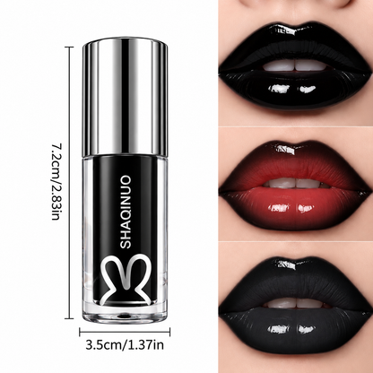 Labial Negro Líquido Glossy SHAQINUO Efecto Vinilo