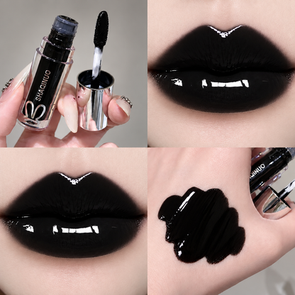Labial Negro Líquido Glossy SHAQINUO Efecto Vinilo