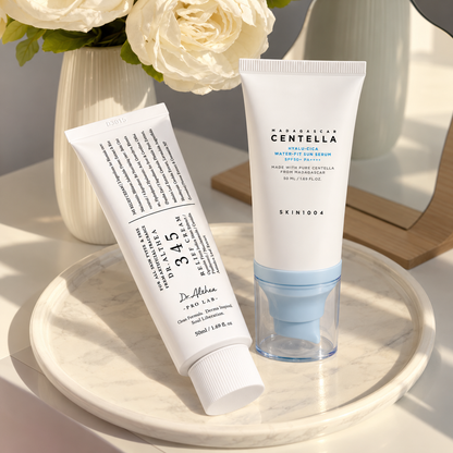 Dúo Crema 345 Dr. Althea y Bloqueador Solar  Hyalu-Cica Centella SKIN1004