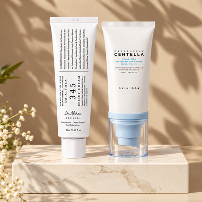 Dúo Crema 345 Dr. Althea y Bloqueador Solar  Hyalu-Cica Centella SKIN1004