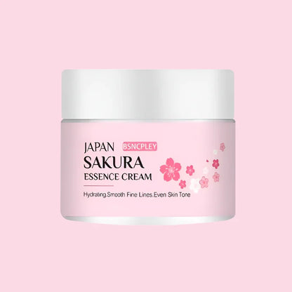 Crema facial japonesa Sakura Essence Cream, envase rosa con flores, cuidado de la piel
