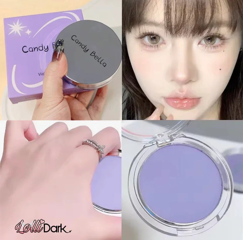 Polvo compacto violeta Candy Bella para cuidado facial coreano, maquillaje y piel radiante