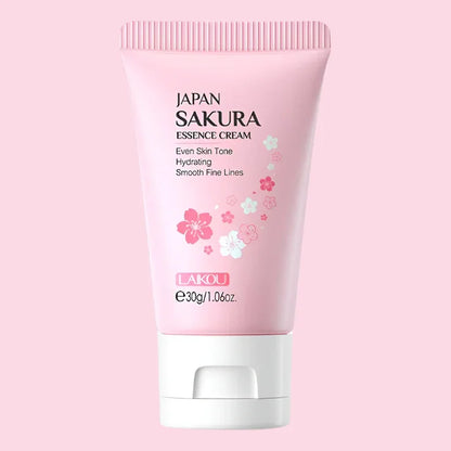 Crema facial japonesa Sakura con esencia de flor de cerezo en envase rosa, 30g, cuidado facial coreano.