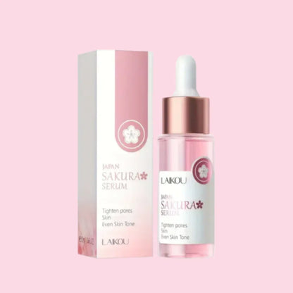 Serum facial Lakou Sakura japonés, caja y frasco con gotero, cuidado de la piel coreano