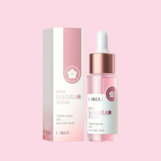 Serum facial Lakou Sakura japonés, caja y frasco con gotero, cuidado de la piel coreano