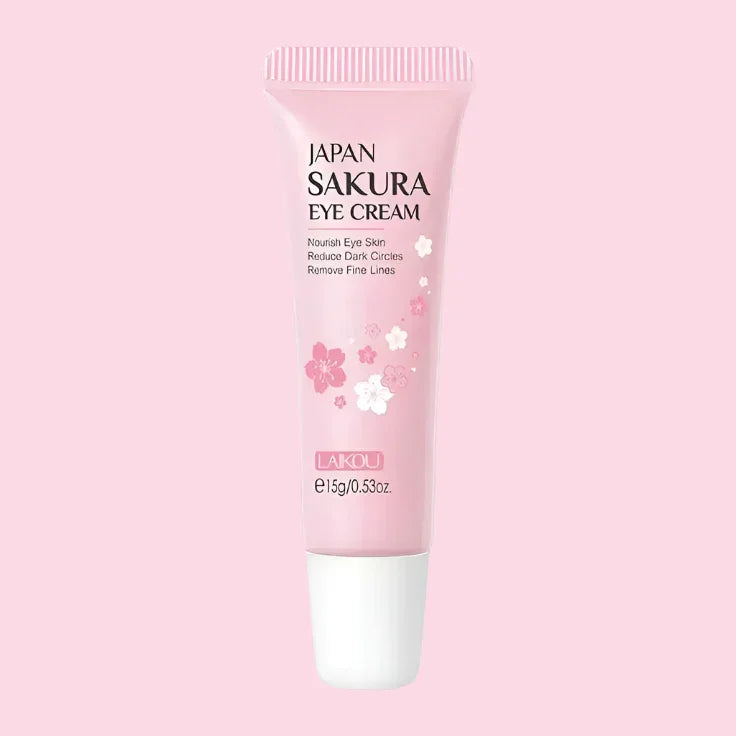 Crema de ojos Laikou Sakura japonesa, tubo rosa de 15g para ojeras y líneas finas