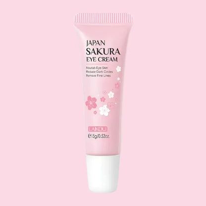 Crema de ojos Laikou Sakura japonesa, tubo rosa de 15g para ojeras y líneas finas
