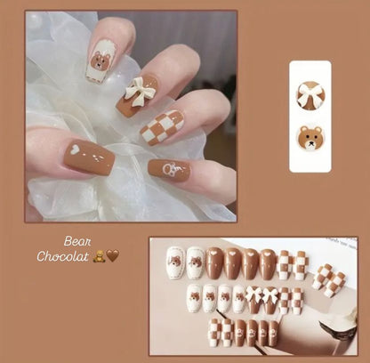 Uñas Press On Bear Chocolate