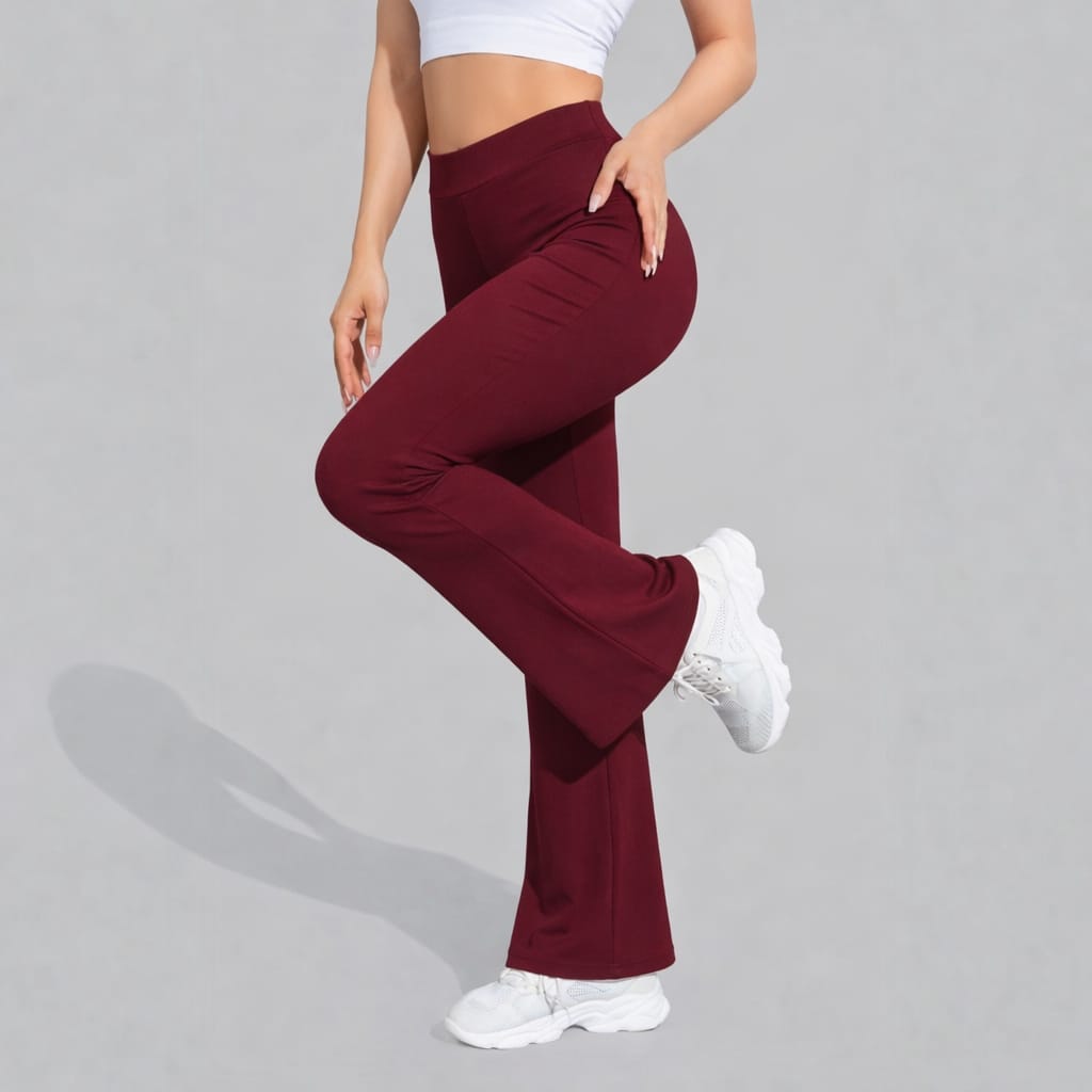Pantalón Flare Vino Cintura Alta Efecto Push-Up Talla S