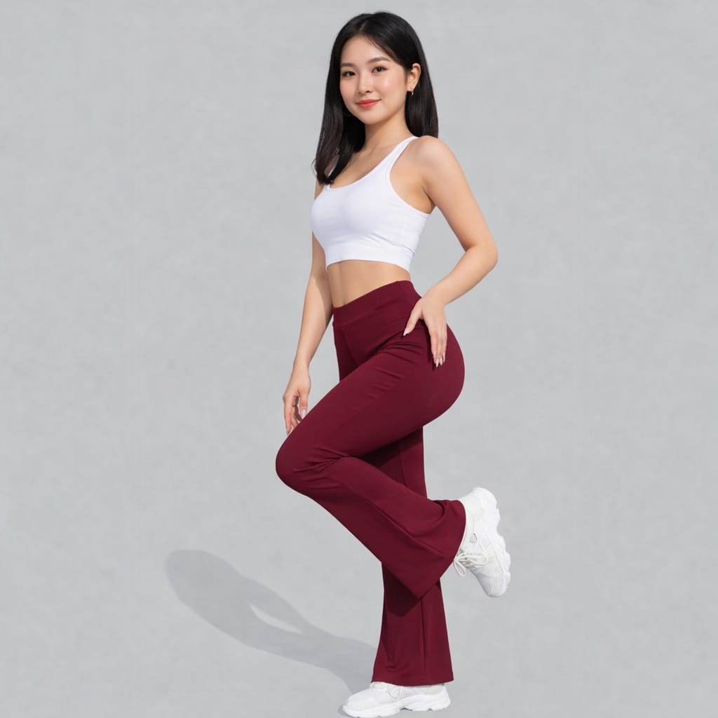 Pantalón Flare Vino Cintura Alta Efecto Push-Up Talla S