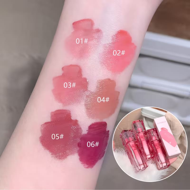 Shaqinuo Tinta Jelly Kiss Lip Gloss Efecto Glass Lips 6 Tonos
