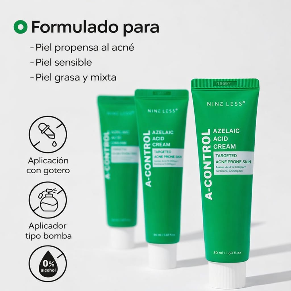 Nineless Crema Ácido Azeláico 10,000 ppm Antiacné y Antimancha