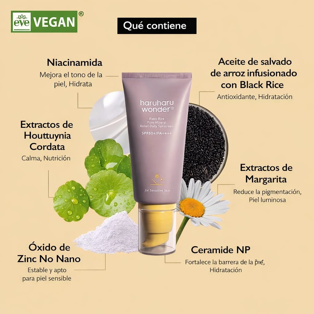 HaruHaru Wonder Bloqueador Mineral Pure Black Rice SPF50+ PA++++
