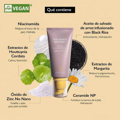 HaruHaru Wonder Bloqueador Mineral Pure Black Rice SPF50+ PA++++